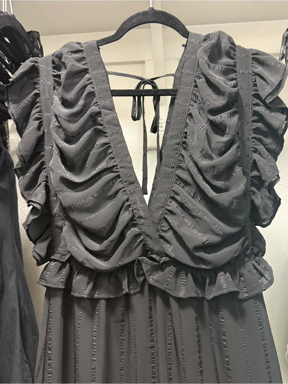 FAVLUX Black Textured Ruffle Dress - Picture 4 of 7